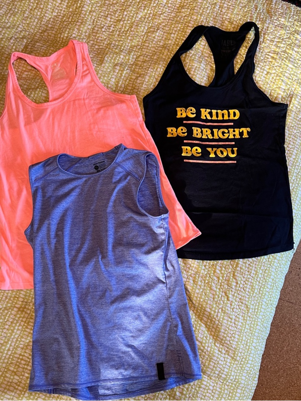 Women’s Tank Top Trio - Salmon, Black, Blue - Comfortable Activewear